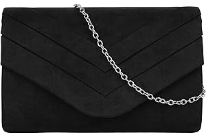 MEGAUK Damen Clutch Elegante Abendtasche Wildleder Handtasche Envelope Tasche Unterarmtasche mit Kette für Hochzeit Wedding Prom Party