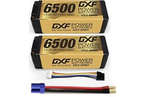 DXF 2 Paquets Batterie lipo 4s 6500mah pour modèles rc - Haute Performance, légère et Durable,lipo 4s Compatible avec Slash, emaxx, Bandit et Plus - Tension 15,2v, idéale pour Course et Tout-Terrain