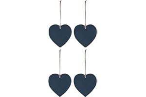 LEVANDEO Set di 4 lavagnette in ardesia, a forma di cuore, 12 x 12 cm, decorazione da parete