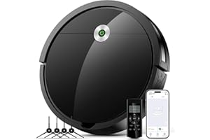 VEXILAR Robot Aspirapolvere,2800Pa Aspirapolvere Robot Potente,Autonomia 140 Min,4 Modalità di Pulizia,Ideale per Peli di animali,Capelli,Pavimenti,Pulizia della casa,Controllo WiFi/App/Telecomando,Nero