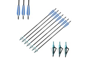 AMEYXGS 6pcs Crossbow Bolts Mixed Carbon Crossbow Arrows 16" 17" 18" 20" 22" for Crossbow Hunting and Archery Practice