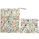 Damero 2 Stück/Set Windeltasche mit wiederverwendbarem Stoff Wasserdicht Wetbag Feuchttücher Organiser Beutel - 7