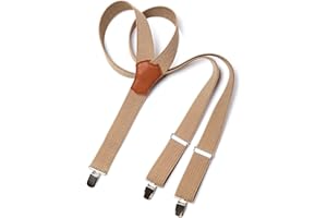 MR. M MR.M Bretelle uomo – 3 clips incrocio Y – Regolabili fino a 195cm - Larghezza 3,5cm - Finiture vera pelle