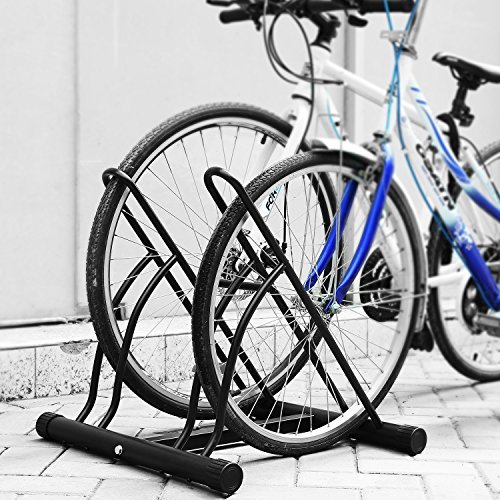 FEMOR Fahrradständer Bodenparker Fahrradparker für 2 Fahrräde Mehrfachständer Twin Bicycle Stand (Schwarz) - 7