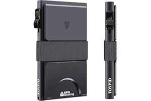 TOYFID Slim Wallet for Men-Metal Card Holder Wallet,Minimalist Pop Up Mens Wallet,RFID Blocking Business Card Case Wallet with Backplate & Cash Band for Quick Card Access