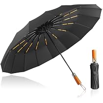 Parapluie Pliant Automatique TECKNET - Anti-Tempête - Poignée Bois - 102 Cm Ø