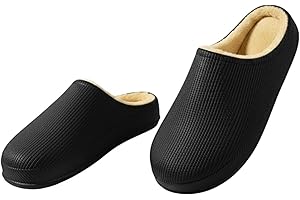 Romba Men's Winter Slippers Fur Lined Non-Slip Sole EVA Waterproof Indoor Outdoor Slippers