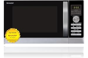 Sharp R843INW Microondas 3 en 1 con aire caliente, grill y convección , 25 L , 800 W , grill 1000 W , 2500 convección , Plato Giratorio de Metal (30 cm) , Plateado
