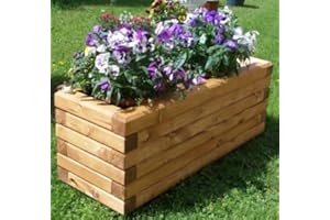 SchwibboLa Pflanzkasten Massiv aus Holz verschieden Größen lasiert mit Holzschutzlasur, komplett zusammengebaut (100x60x45 cm (BxTxH) Teak)