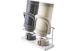 YAMAZAKI HOME YAMAZAKI Tower 5409 Zweistöckiger Flaschen-Abtropfgestell, breiter Krug-Aufbewahrungsständer mit Ablaufschale für Küchentheke für Flaschen, Weiß, Stahl, Keine Montage erforderlich.