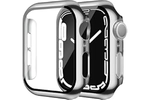 Uluck 2 Stück Hard Hülle mit Glas Displayschutz Kompatibel Apple Watch SE 2/Series 6/5/4 40mm, Displayschutz Rundum Schutzhülle Ultradünnes Schutz Case, 1 Silber + 1 Transparent