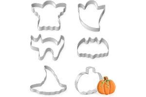 EAVUYIS Halloween kakformsset, 6 stycken rostfritt stål, kakmått – pumpa, dödskalle, spöke, spökhus, stövlar och kista kakfor