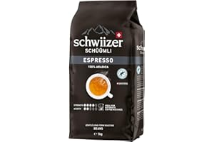 ‎SCHWIIZER SCHÜÜMLI Schwiizer Schüümli Espresso, 100% Arabica Kaffeebohnen, kräftig-intensiv, ideal für Vollautomaten, Stärke 4/5, mittlere Röstung, Rainforest Alliance, 1kg