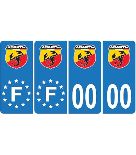 Pack 4 Autocollants Département Pour Plaque Immatriculation - Maserati