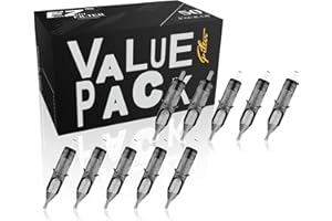 EZ Tattoo Cartridge Needles Mixed - 50Pcs #12 Standard Round Liner Assorted 3RL 5RL 7RL 9RL 11RL Tattoo Needles Cartridges for Tattooing Rotary Tattoo Pen Machine Supply