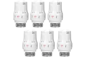 Set om 6 termostat, värmetermostat, radiatortermostat, M30 x 1,5 (30 mm) | M30 x 1,5 Radiatortermostat med automatisk kontroll - frostskydd, 5-steg, reservhuvud för kontor/hem