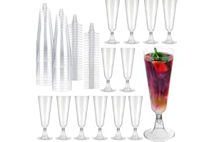 Waldspring Copas de Cava Plastico 50 uds, Copas de Plastico Champan, Copas Champagne para Bodas, Cumpleaños, Graduaciones, Celebraciones, Fiestas (Transparente 50)