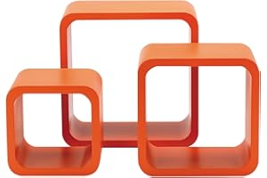 King Collection King Home M1106014/E Set 3 Pezzi Mensola Quadra Stondata, Arancio