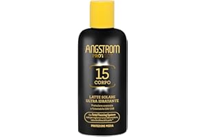 Angstrom Protect Latte Solare Corpo SPF 15, Azione Idratante e Duratura, Indicata per Pelli Sensibili, 200 ml