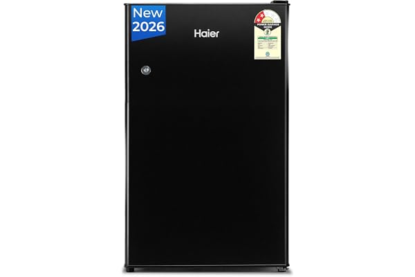 Haier 100 L 2 Star Direct Cool Single Door Mini Bar Refrigerator with Chiller Freezer Box, LED Light for Clear View, Lock & K