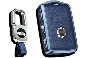 HIBEYO Key Case Fits for Volvo Smart Car Key Case Protective Cover Compatible with Volvo XC60 XC70 XC90 C30 S60 S80 S90 V60 V70 V90 key rings Key Box Leather Key Fob Accessories Side Buttons-