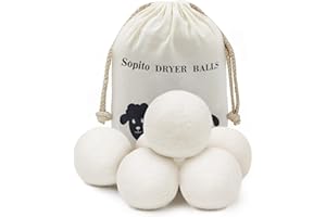Sopito Palline Lana Asciugatrice, 6 Pallina 2,8 inch/7 cm Palline di Lana per Asciugatrice, Biologico Naturale Riutilizzabile