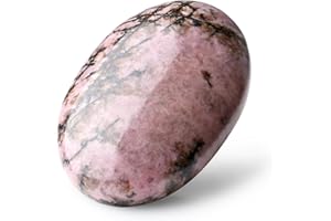 MAIBAOTA 2.4" Rhodonite Healing Crystal Gemstones Pocket Polished Gifts Oval Shape Reiki Spiritual Energy Nature Crystals for Women Men Relief Balancing Stress Divination Meditation