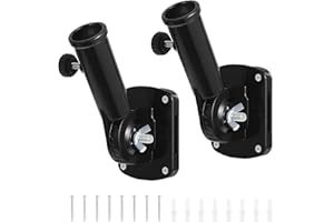 eROOSY 2 PCS Porte Drapeau Mural Exterieur, Support de Drapeau Réglable, Support Mural pour Mât de Drapeau avec vis, Noir