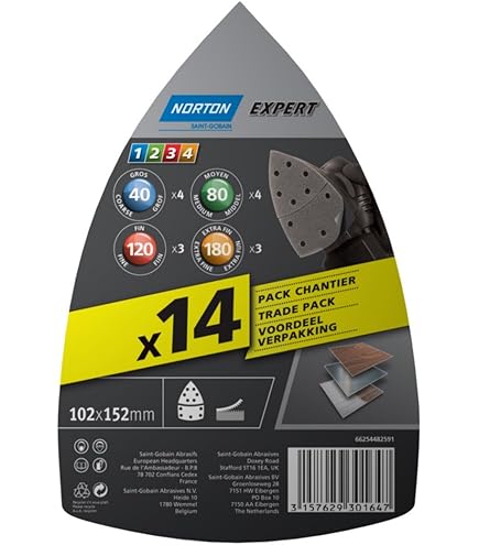 5 patins perforés 93x230mm grain 180 NORTON | Espace Emeraude
