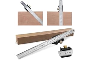 MEISHANG Bloc Travail du Bois Ligne,Carpenter Scriber,Querre Menuisier Métal,Règle de Positionnement Bloc,Bois Ligne Localisateur,Équerre Angle règle en Acier,Règle en Acier