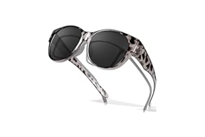 LVIOE Polarised Fitover Sunglasses for Women, Trendy Round Frame Wear Over Glasses with UV Protection