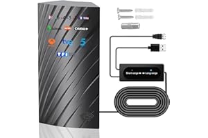 DVONE Antena de TV Exterior Interior, 39DBI Antena TV de 480km Impermeable con Cable Coaxial 10M, Amplificador Inteligente de Señal y Modo de Doble Señal para Canales de 1080P 4K DVB-T DVB-T2