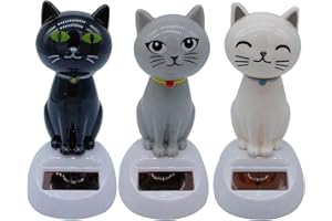 PENLIMLY Solar Wackelfigur Katze, 3 Stück Solarbetriebene Wackelkatze, Niedliches Solar Tanzende Katzen Wackelfigur Spielzeug für Auto Armaturenbrett Zuhause Büro Schreibtisch Dekoration, Geschenk für Fahrer