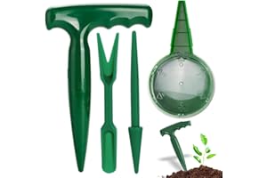 CJZZ Plantador De Bulbos Juego De 4 Piezas-Herramientas De Jardinería-Herramienta para Plantar Bulbos，Incluir Perforadora para Plantar，Dispensador De Semillas,Trasplantador De Plántulas
