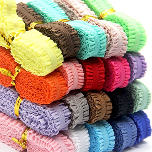Ewparts 20 Yards * 13mm die Gummilitze Gummibänder Bunte Schnüren Sich Stretch Elastische Schnur Multifunktionsleiste für Mädchen Pferdeschwanzhalter Haar Krawatten Hairbands Nähmaterial 13mm - 4