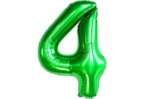 IEFOAH 40in Green Balloon Number 4, Helium Foil Mylar Green 4 Balloon for 4th Birthday Party Decoration Wedding Anniversary