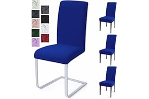 EOZAKAVOD Pokrowce na Krzesła do Jadalni Zestaw 4 Pokrowce na krzesła z Oparciem Uniwersalny Pokrowce na Krzesło zdejmowane, pokrowców na krzesła do Hotelu, na Ceremonię, Restauracji(Niebieski, Zestaw 4)