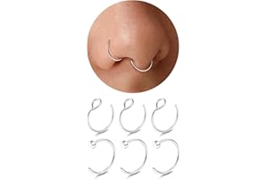 Diamday Piercing Naso Finto Piercing Naso 316L Acciaio Chirurgico Fake Piercing Falso Setto Anello Labbro Orecchio Pancia Falso Corpo Gioielli 22G/20G/18G 6-8mm