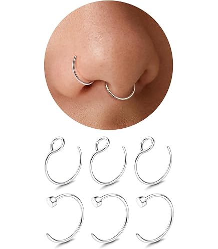 Faux Piercings Nez Lèvres 9 Pièces - Acier Inoxydable Or/Argent/Noir - Sans Perçage Adjustables - 9