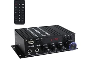 XRLUC Bluetooth Amplifier, 800W HIFI Power Audio Stereo Amplifier, 2 Channels Bass and Treble Control with Remote 2 MIC Input, Wireless AUX/FM/USB Input Apm for Car, Home, PC, TV, Phone