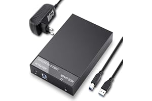 RSHTECH Obudowa dysku twardego USB 3.0 SATA do dysków twardych 3,5''/2,5" SSD i HDD zewnętrzna obudowa dysków twardych obudowa z kablem USB 3.0 obsługuje do 6 Gb/s i 16 TB z zasilaczem 12 V 2 A,