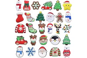 MTAAJIN 35 PCS Christmas Croc Charms Christmas Shoe Charms for Crocs Clog Bracelets Decoration, Santa Elk Snowman Cute Shoe Charms Shoe Decorations PVC Shoe Accessories Charms for Kids Girls Boys