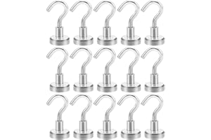 Crochets magnétiques, Crochets magnétiques ，15 PCS Super Suction 9KG (19.8LBS) Aimant fort en néodyme suspendu puissant pour portes, armoires, plafonds, luminaires, luminaires industriel