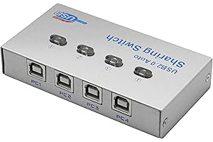 SinLoon Drucker-Splitter, USB-Drucker Sharing Switch, 4 Ports, 4 PC Share 1 USB-Gerät, High-Speed Sharing Switcher, Drucker Scanner extern (1 zu 4)