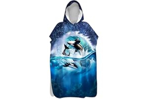 TREER-SHOP Treer Serviette Poncho Adulte Microfibre Séchage Rapide Poncho à Capuche Plage Surf, Serviette à Changement Peignoir Piscine Robe de Bain pour Homme et Femme