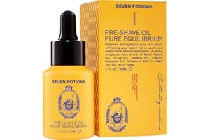 Seven Potions Olio Prebarba da Uomo - Ideale per Pelli Sensibili - Lozione Pre Barba per Lubrificare, Proteggere il Viso e Ridurre i Tagli - Naturale, Biologico, Vegano e Cruelty Free (30ml)