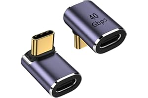 zoerbufan 2 Pezzi Adattatore USB C da 90 Gradi, USB-C Femmina a USB 4 Maschio, Connettore Cavo Caricatore Tipo C, Thunderbolt 4/3 40Gbps 8K@60hz per MacBook Pro/Air, Steam Deck, Switch(F)