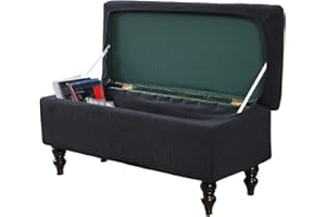 JHLD Stretch Ottoman Cover Rectangle, Ottoman Slipcovers soft Removable Washable Footstool Protector Covers Elastic Storage Ottoman Slipcover For cats dogs -black-large