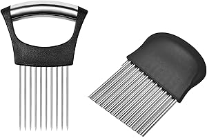 GINDDY Stainless Steel Potato Chipper Chip Cutter,2 Pcs Potato Crinkle Cutter Onion Slicer Cutter Stainless Steel Onion Slice Holder French Fry Potato Dicer for Cutting Potatoes,Onions,Vegetables,Meat