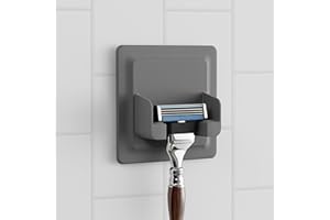 ‎LOBUX LOBUX® - Rasierhalter Dusche selbstklebend, superfester Halt [Soft-Touch Silikon] – Rasierer Halterung Dusche, wasserdicht – Ordnungssystem für Badezimmer, Spiegel, Dusche, Wand (hellgrau)